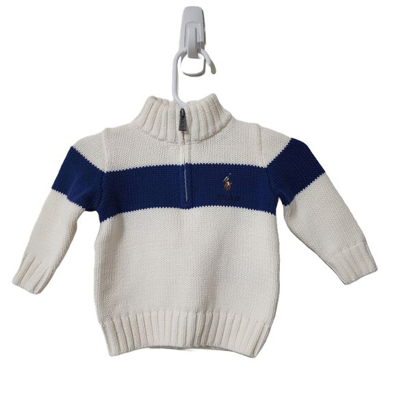 Authenticated Ralph Lauren Cotton Quarter-Zip Sweater Colorblock Baby Boy 6M